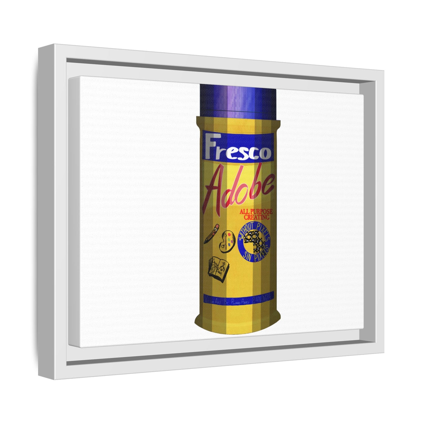 Framed Matte Canvas Print — Vintage 'Fresco Adobe' Can Pop Art