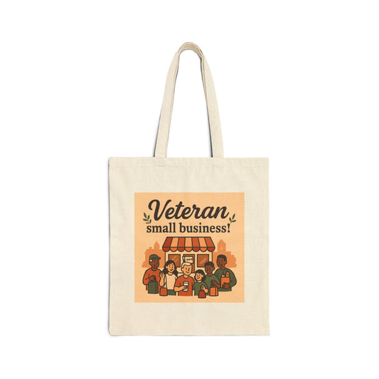 Veteran Small Business Canvas Tote Bag — Support Veteran-Owned Shops Market Tote
