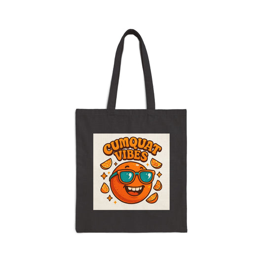 Cotton Canvas Tote — "Cumquat Vibes" Sunny Citrus Tote Bag