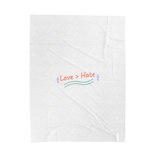 Love > Hate Blanket | Minimal vibes slogan, casual pastel typography