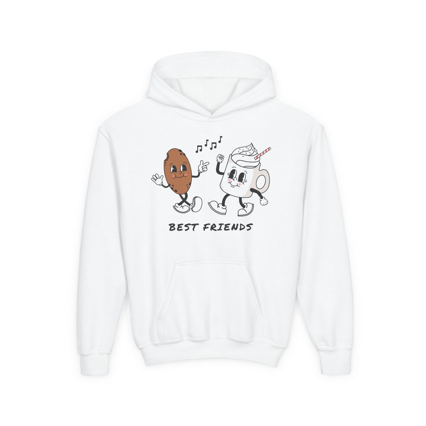 Youth Hoodie — 'Best Friends' Coffee & Donut Cute Cartoon Pullover