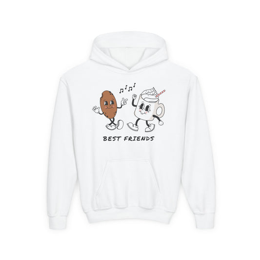 Youth Hoodie — 'Best Friends' Coffee & Donut Cute Cartoon Pullover