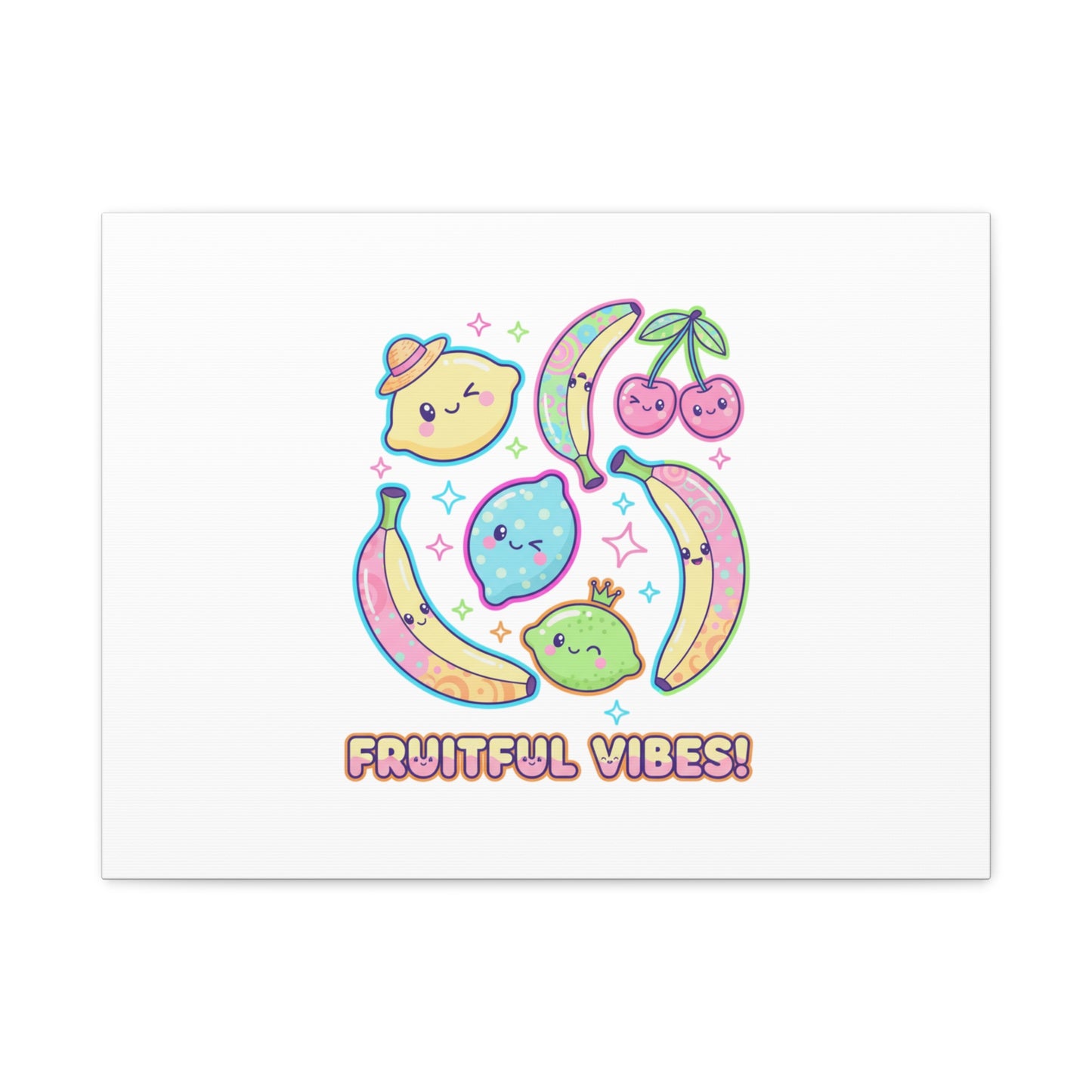 Fruitful Vibes Canvas, Pop Fruit Print | Banana Cherry Citrus Art