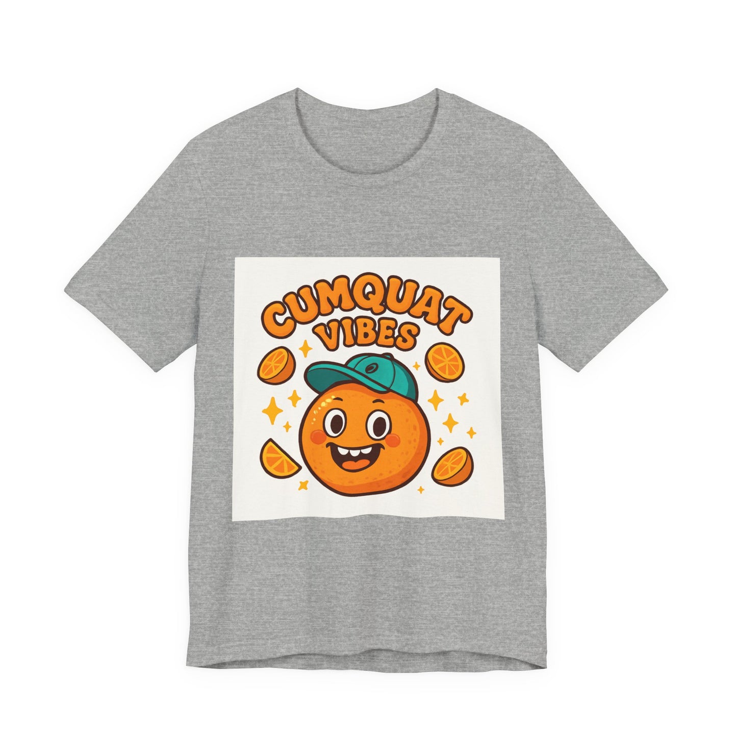 Citrus Cartoon Tee — "Cumquat Vibes" Funny Fruit Graphic T-Shirt