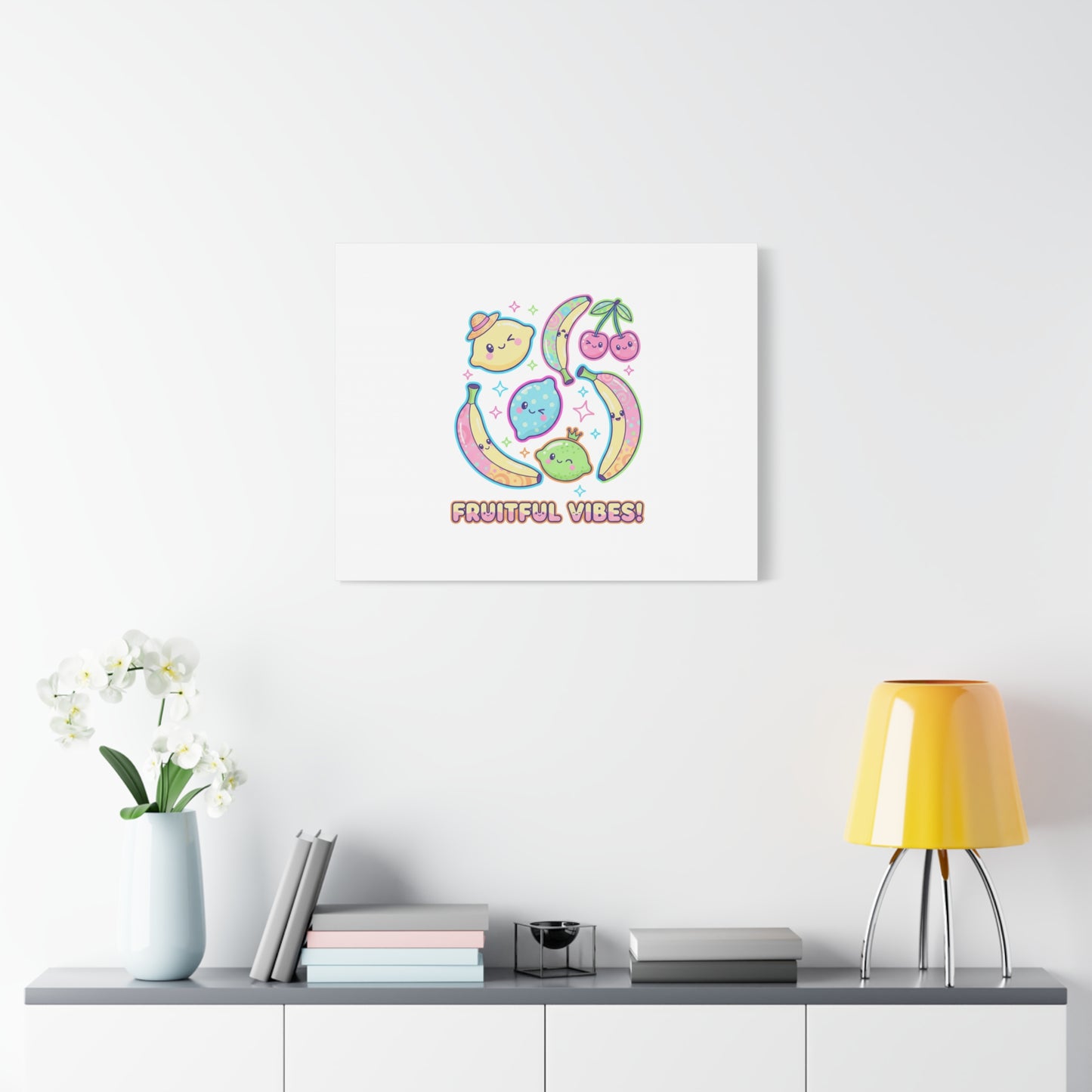 Fruitful Vibes Canvas, Pop Fruit Print | Banana Cherry Citrus Art