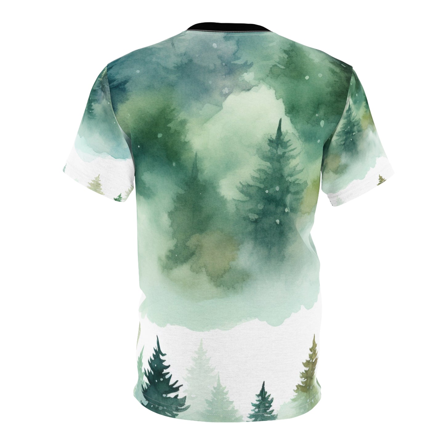 Watercolor Green Wash Tee — Lightweight Painterly Crew Shirt