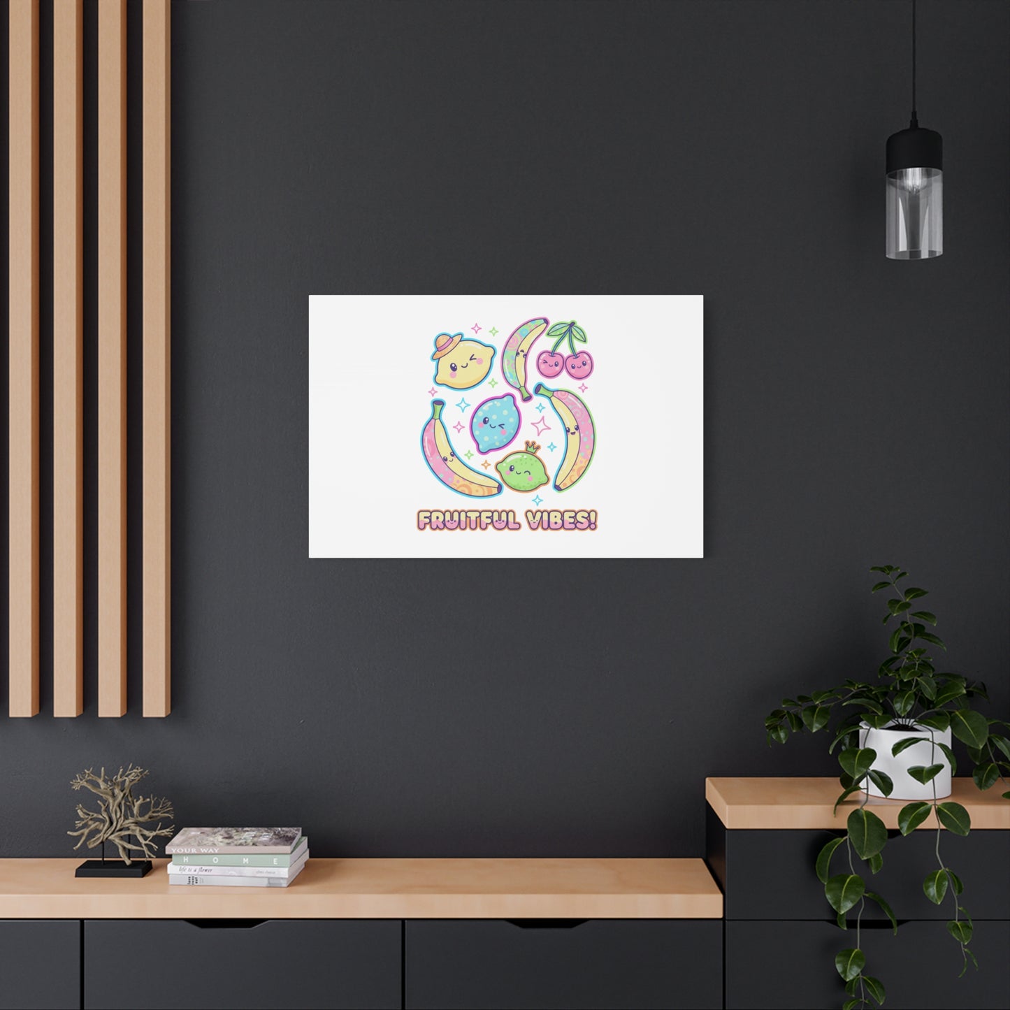 Fruitful Vibes Canvas, Pop Fruit Print | Banana Cherry Citrus Art