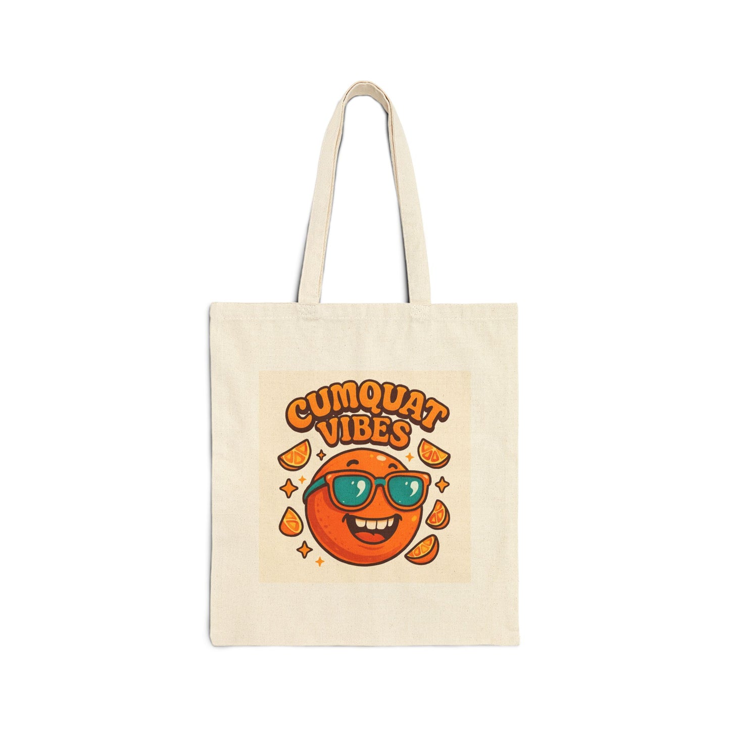 Cotton Canvas Tote — "Cumquat Vibes" Sunny Citrus Tote Bag