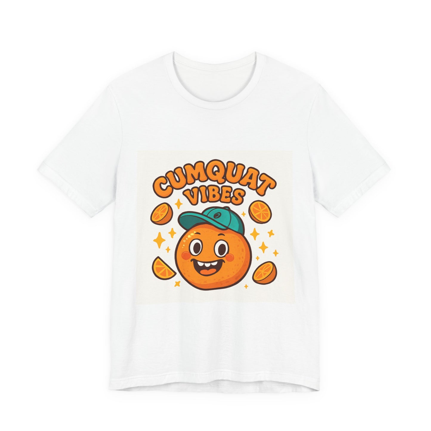 Citrus Cartoon Tee — "Cumquat Vibes" Funny Fruit Graphic T-Shirt