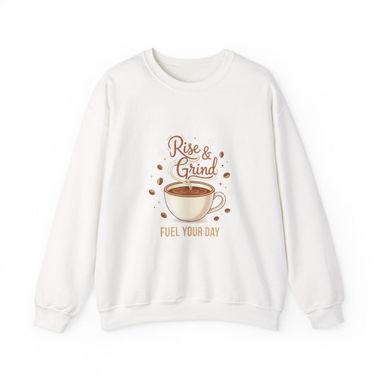 Rise & Grind Coffee Sweatshirt | caffeine design, coffee lover shirt