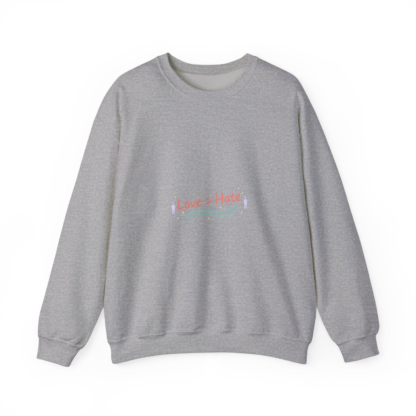 Love > Hate Crewneck Sweatshirt | minimal vibes slogan, casual mood design