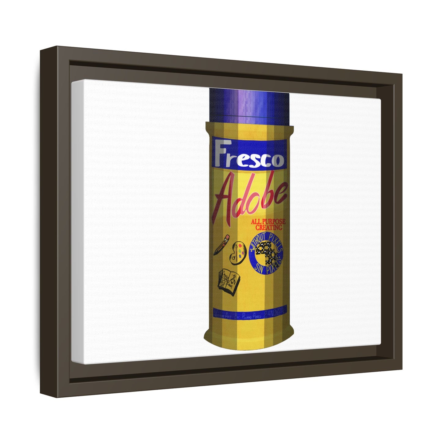 Framed Matte Canvas Print — Vintage 'Fresco Adobe' Can Pop Art