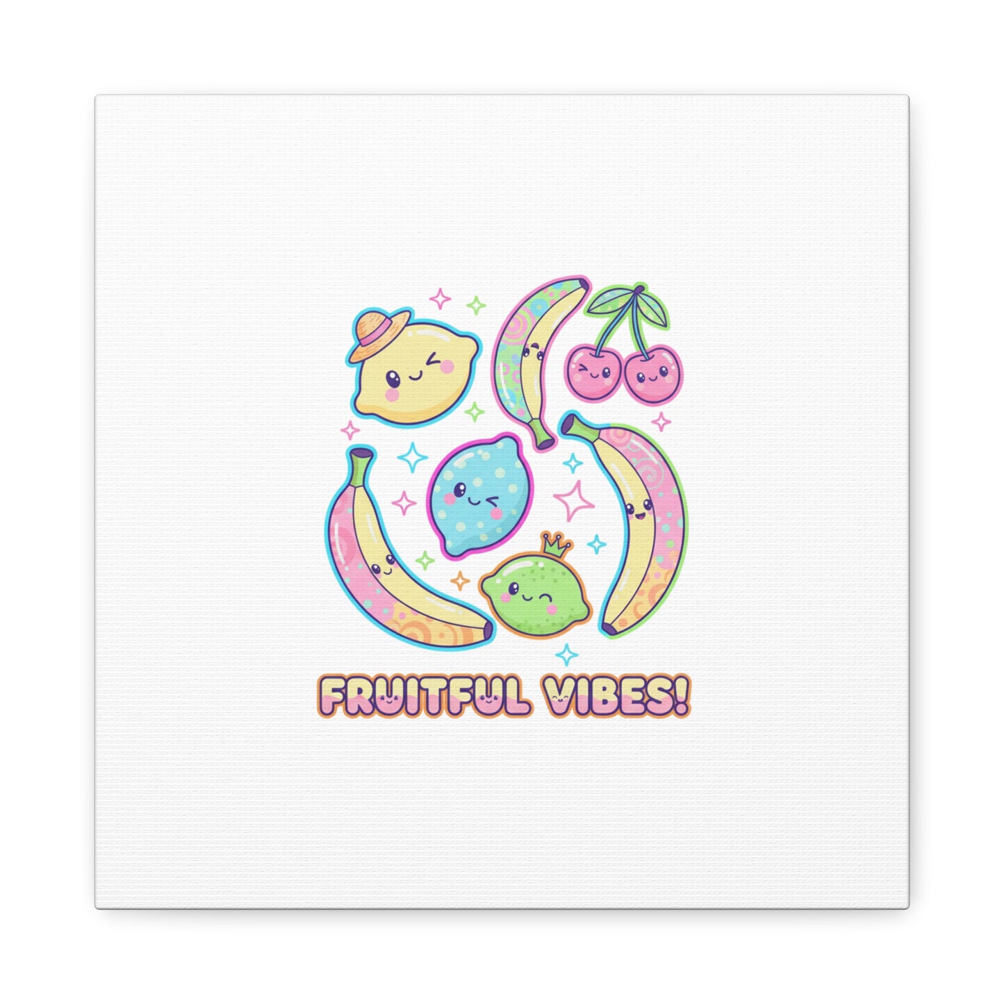 Fruitful Vibes Canvas, Pop Fruit Print | Banana Cherry Citrus Art