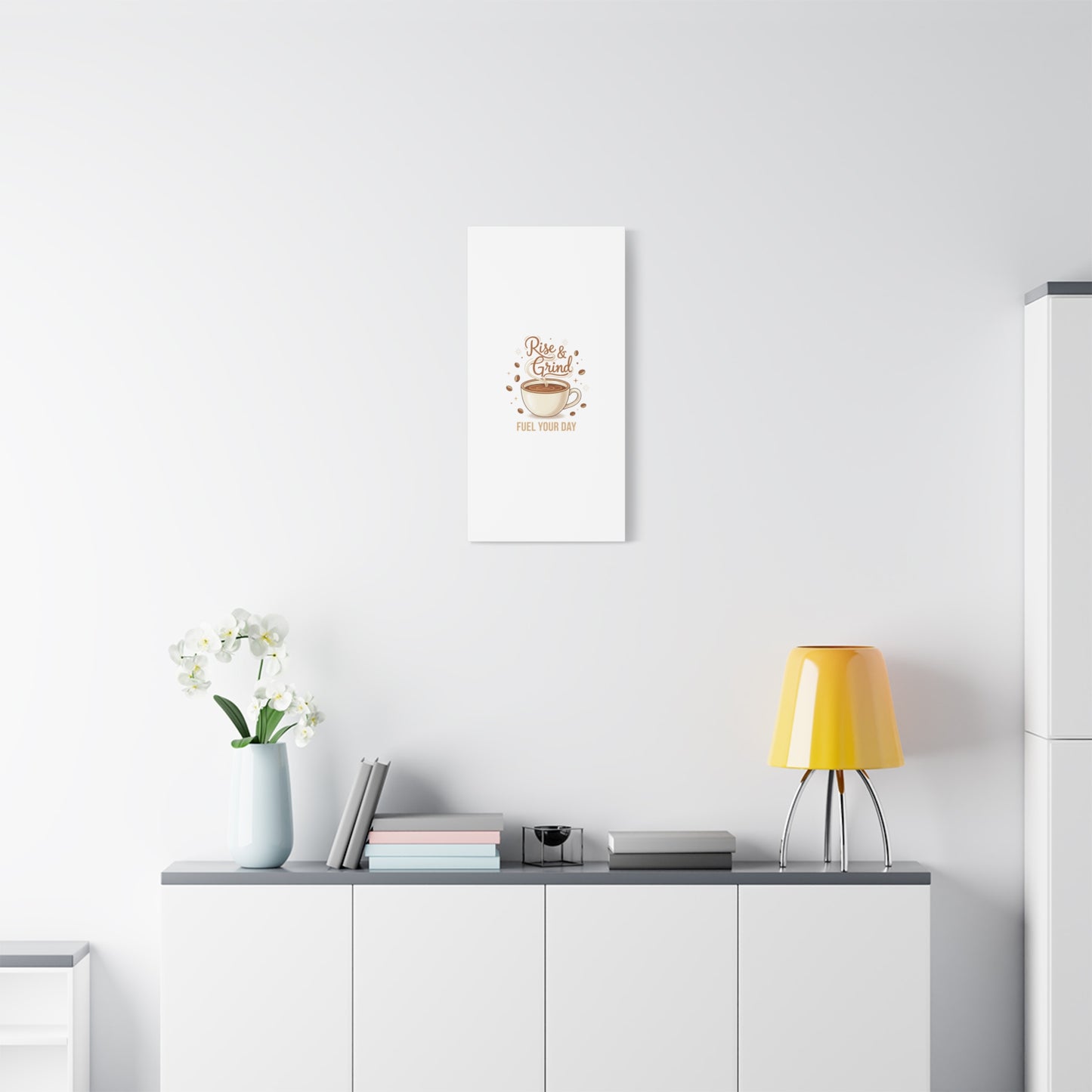 Rise & Grind Fuel Your Day Canvas, Coffee Caffeine Decor | Espresso Joke, Cafe Art