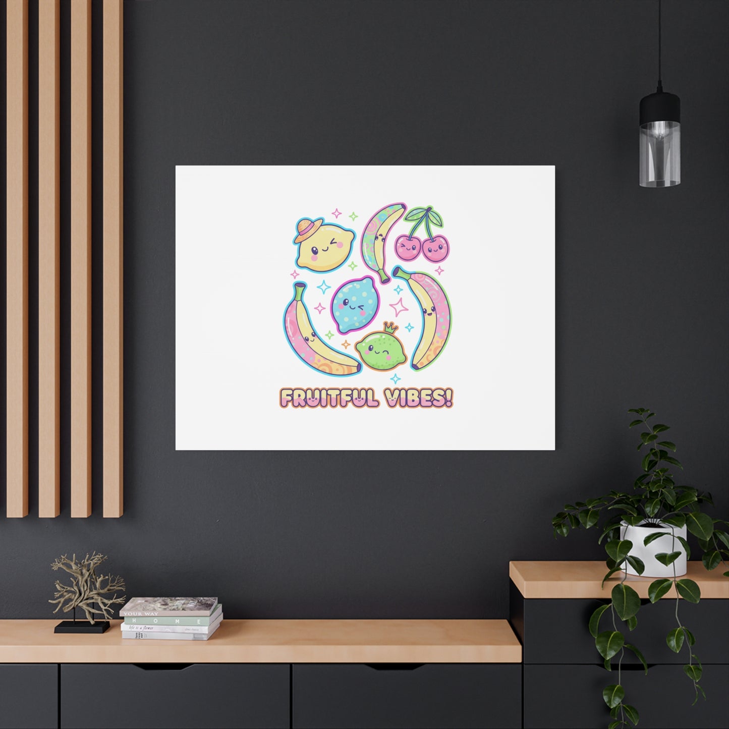 Fruitful Vibes Canvas, Pop Fruit Print | Banana Cherry Citrus Art