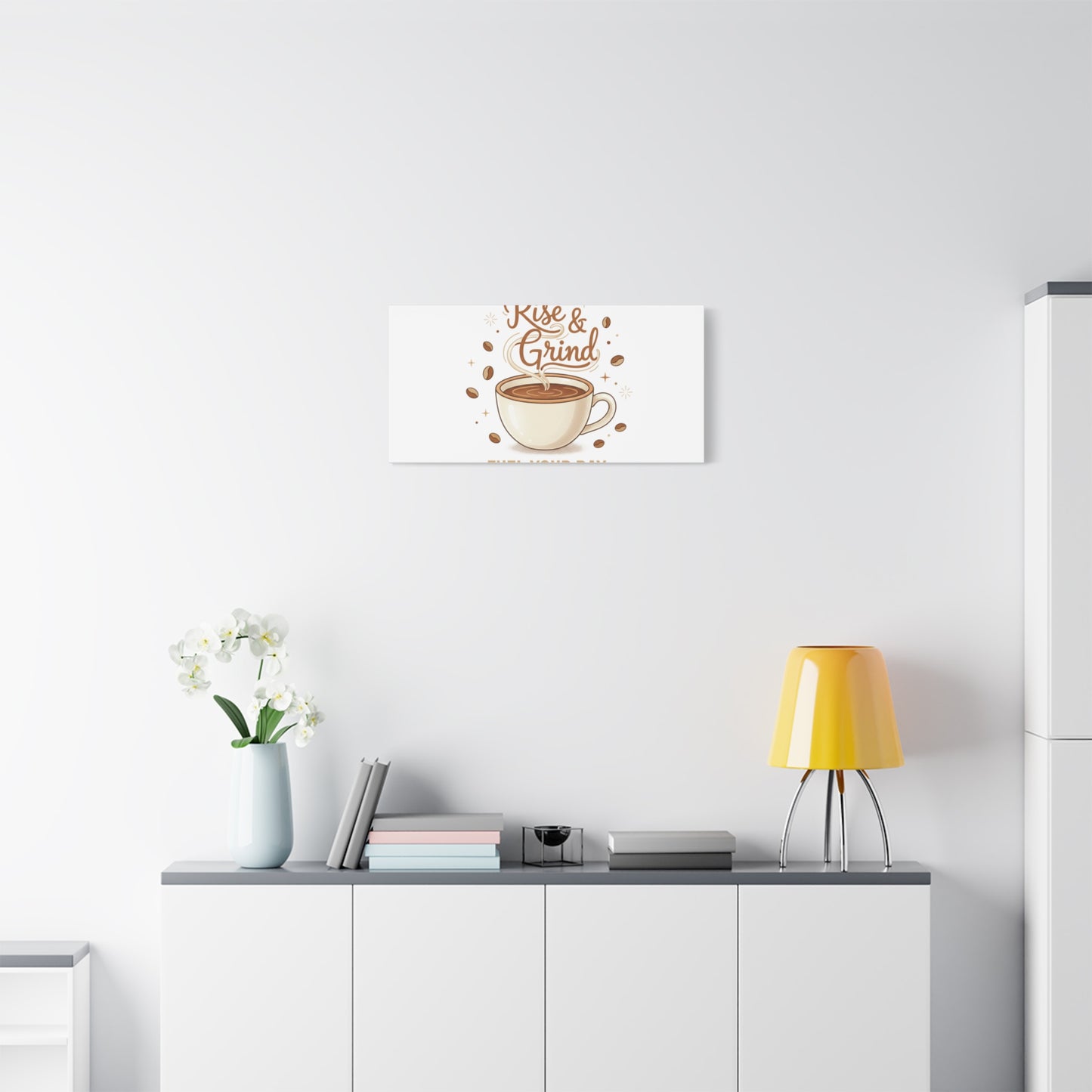 Rise & Grind Fuel Your Day Canvas, Coffee Caffeine Decor | Espresso Joke, Cafe Art