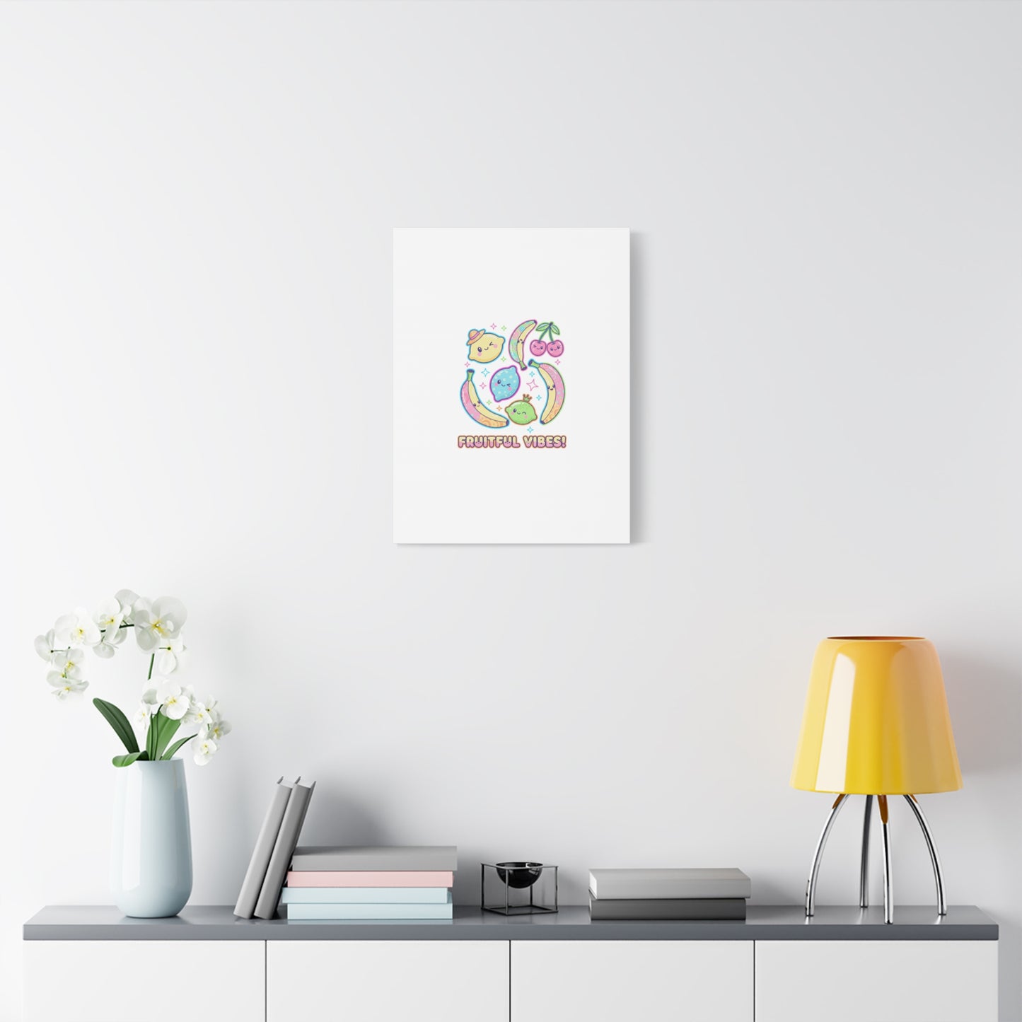 Fruitful Vibes Canvas, Pop Fruit Print | Banana Cherry Citrus Art