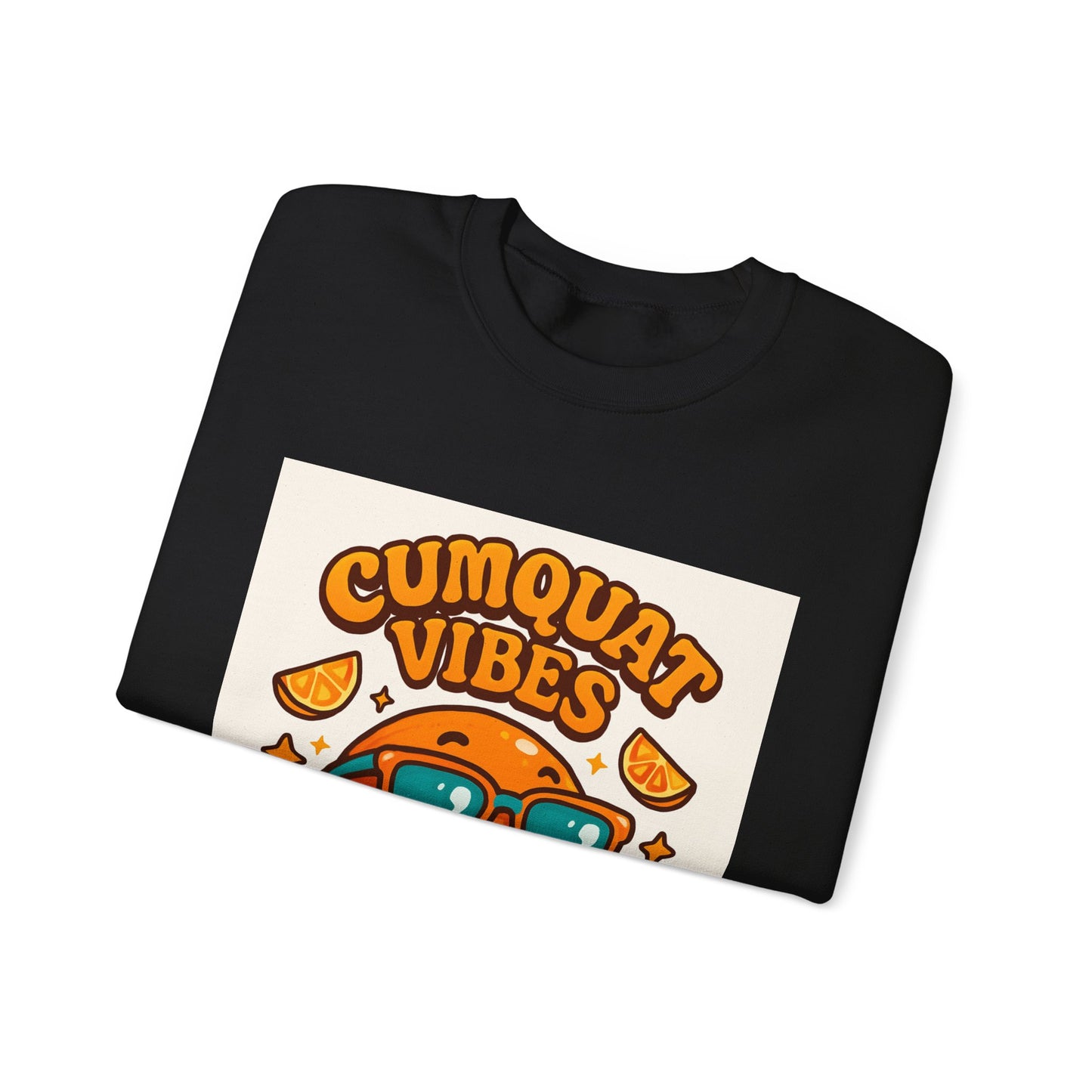 Sweatshirt — "Cumquat Vibes" Cute Sunglasses Orange Graphic Crewneck