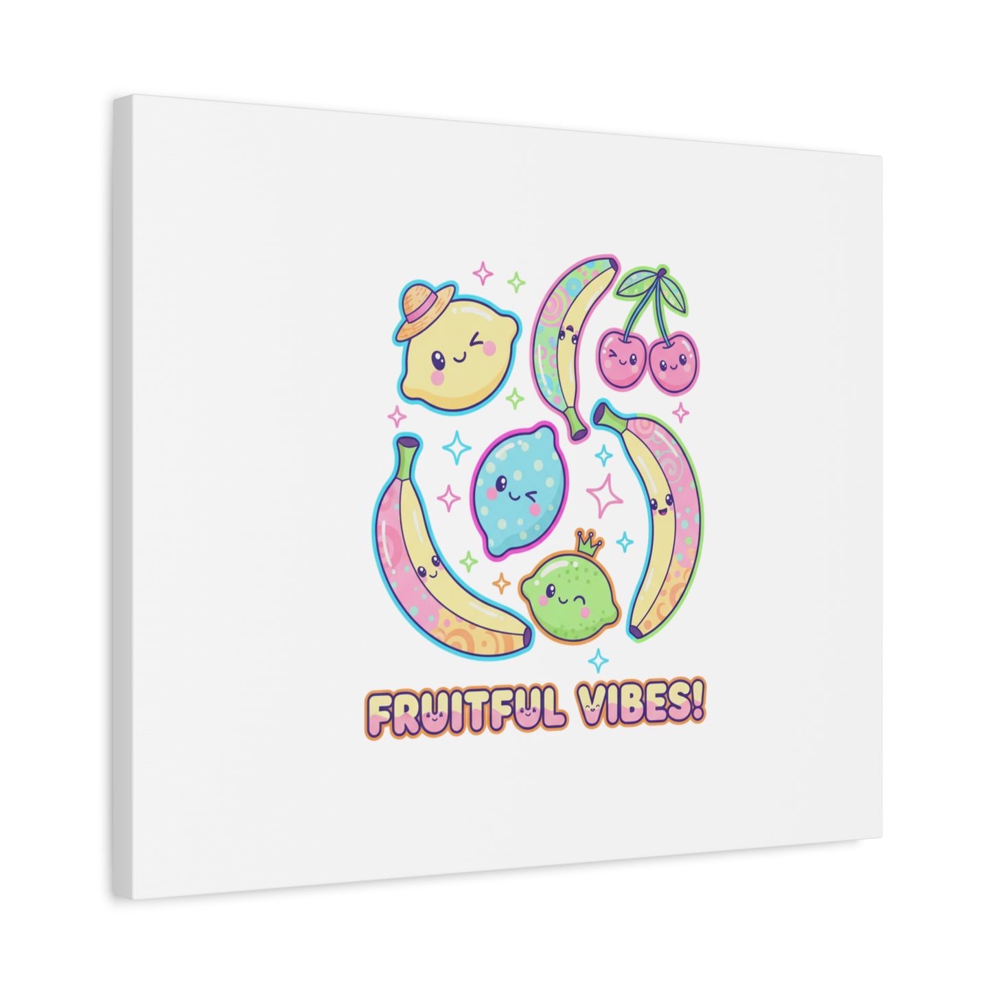 Fruitful Vibes Canvas, Pop Fruit Print | Banana Cherry Citrus Art