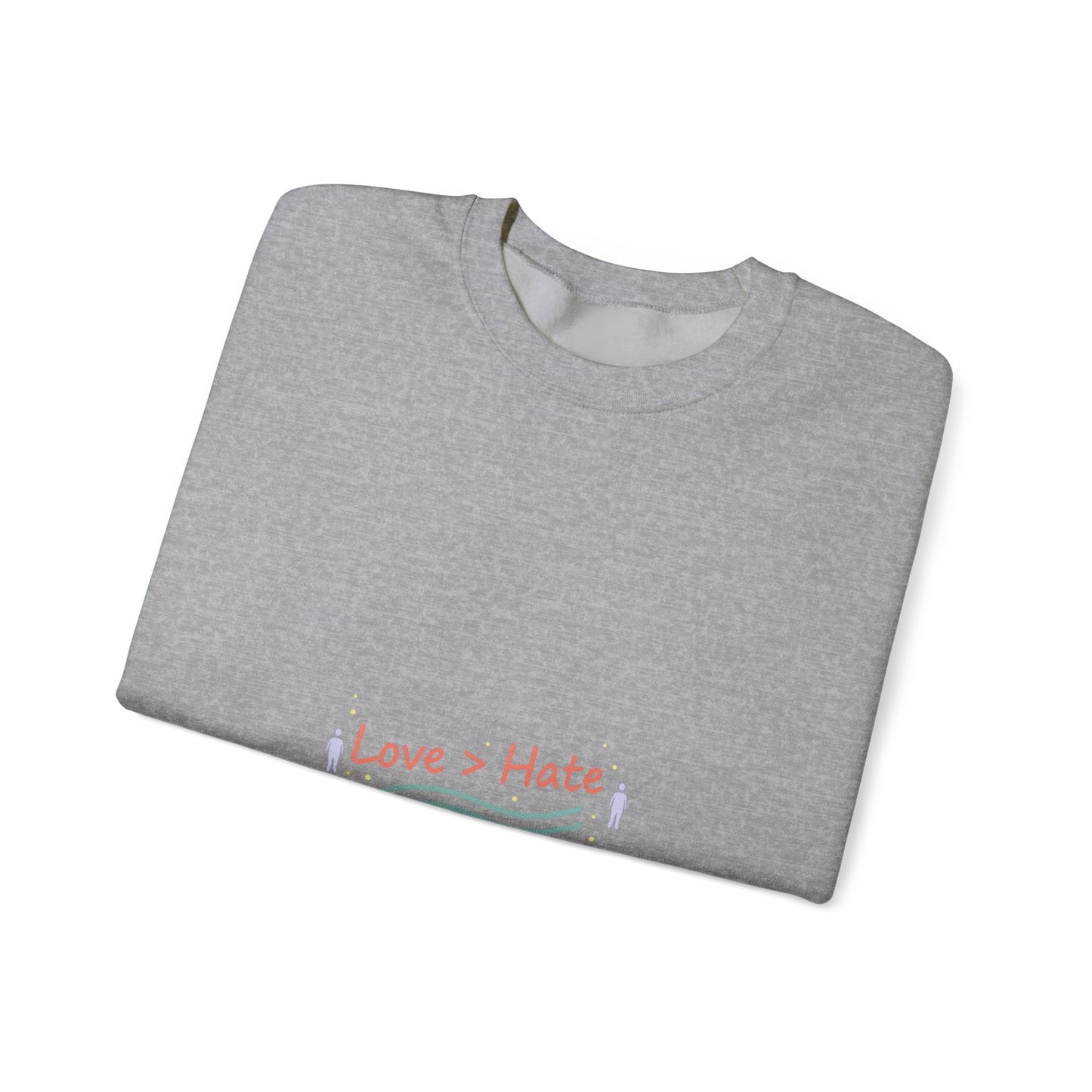Love > Hate Crewneck Sweatshirt | minimal vibes slogan, casual mood design