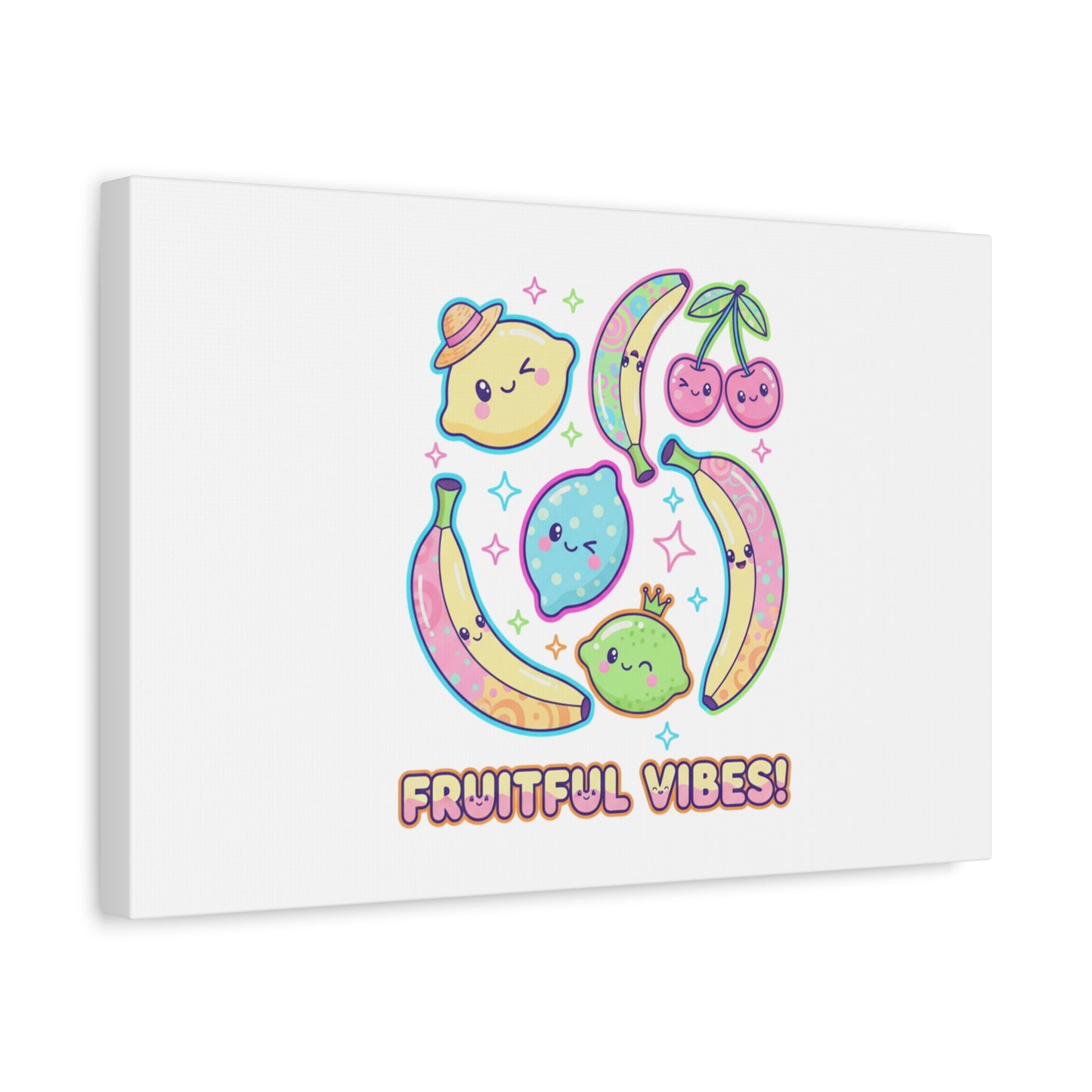 Fruitful Vibes Canvas, Pop Fruit Print | Banana Cherry Citrus Art