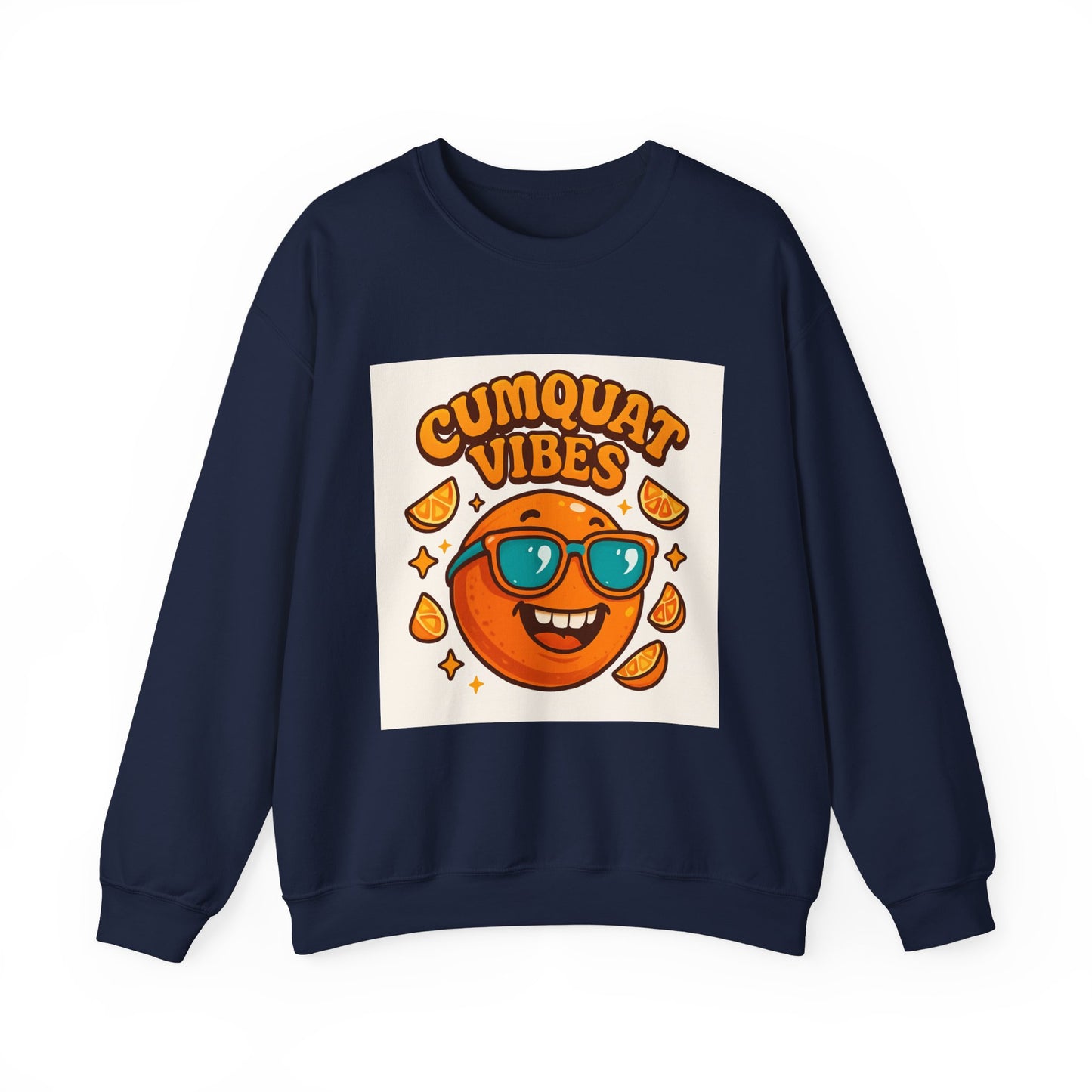 Sweatshirt — "Cumquat Vibes" Cute Sunglasses Orange Graphic Crewneck