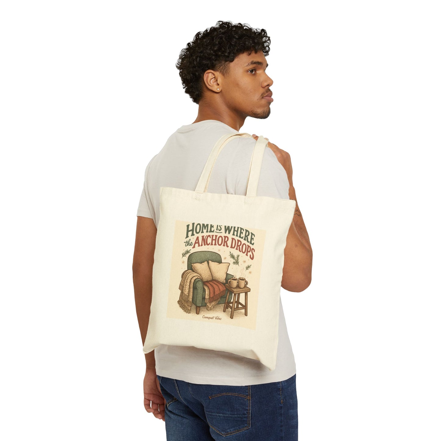 Tote Bag — "Home Is Where the Anchor Drops" Cozy Coastal Canvas Tote