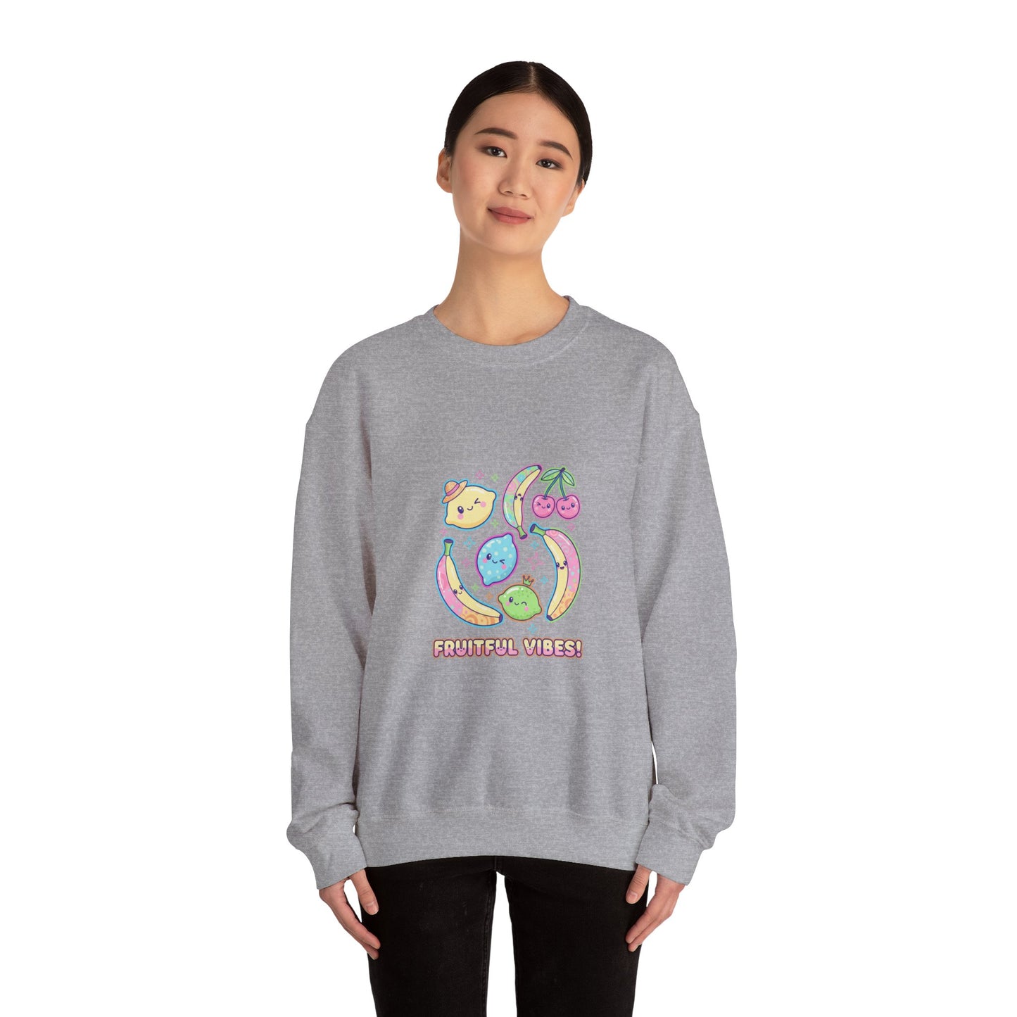 Fruitful Vibes Sweatshirt | pop fruit prints, pastel citrus