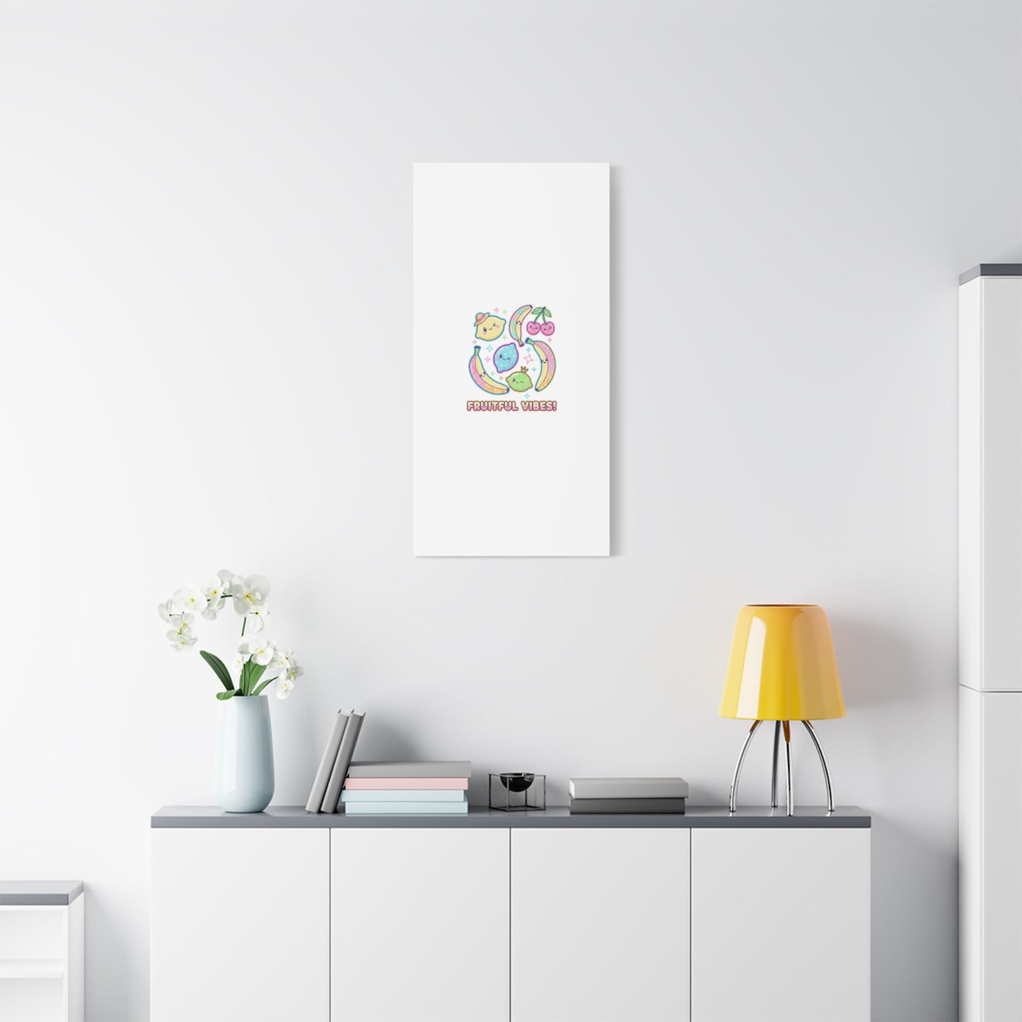 Fruitful Vibes Canvas, Pop Fruit Print | Banana Cherry Citrus Art