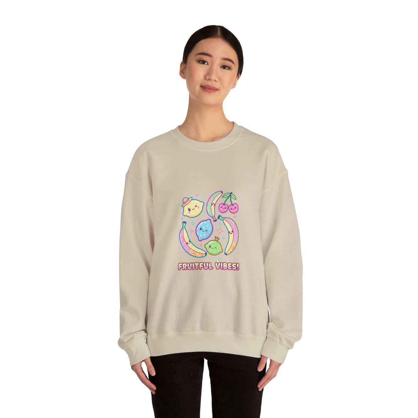 Fruitful Vibes Sweatshirt | pop fruit prints, pastel citrus