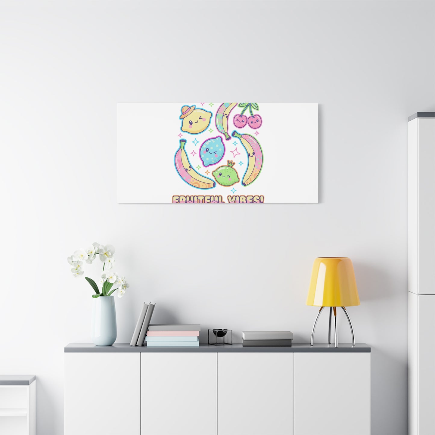 Fruitful Vibes Canvas, Pop Fruit Print | Banana Cherry Citrus Art