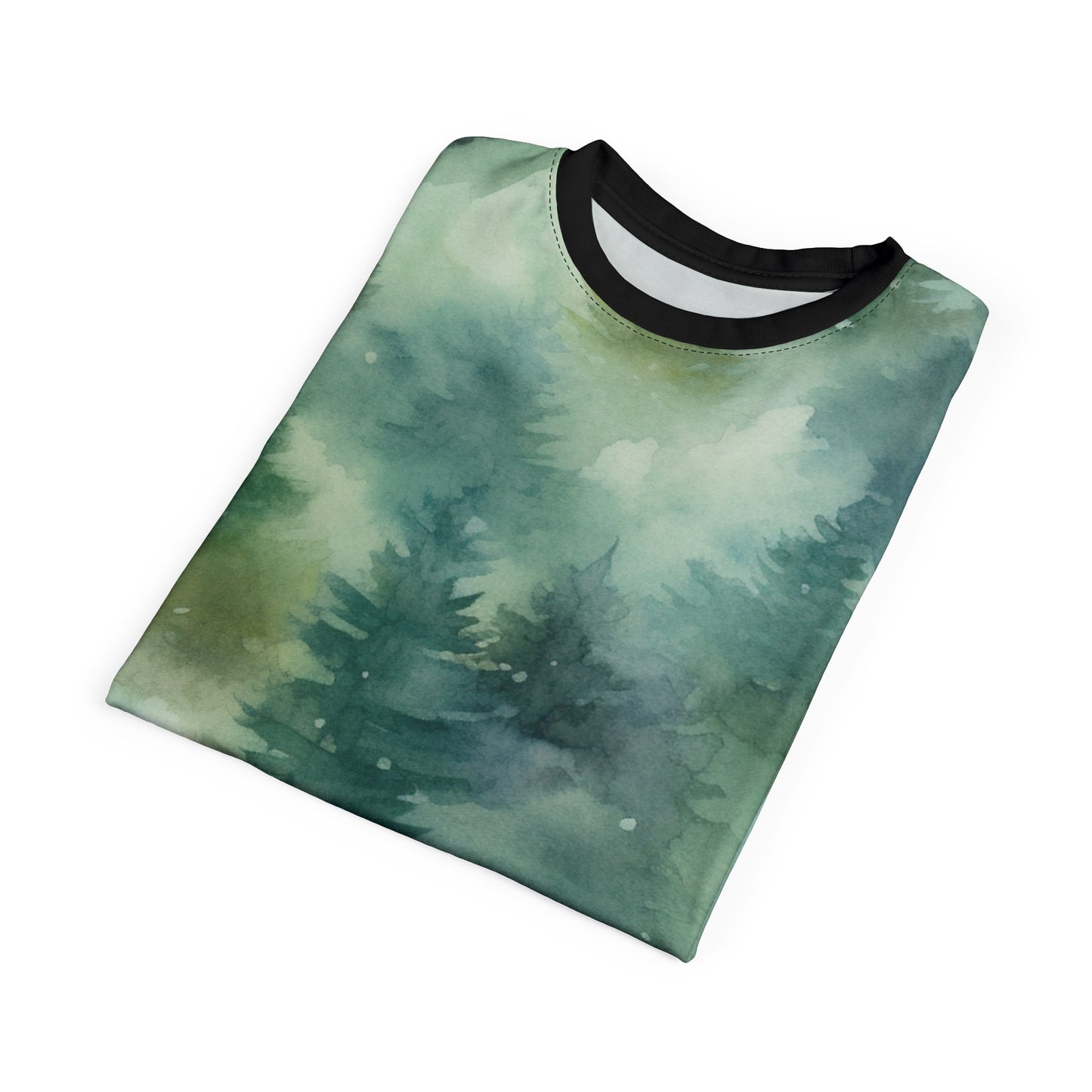 Watercolor Green Wash Tee — Lightweight Painterly Crew Shirt