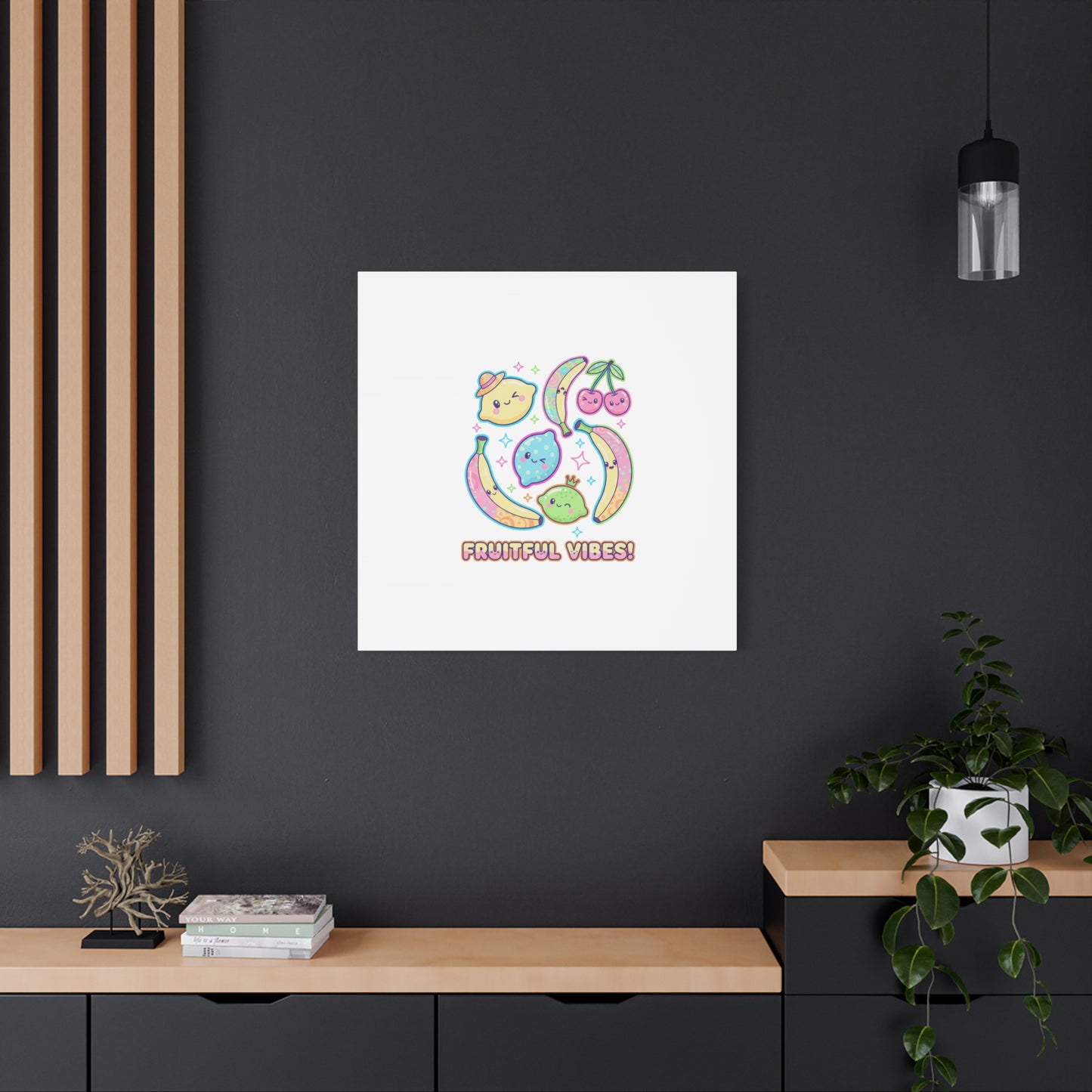 Fruitful Vibes Canvas, Pop Fruit Print | Banana Cherry Citrus Art