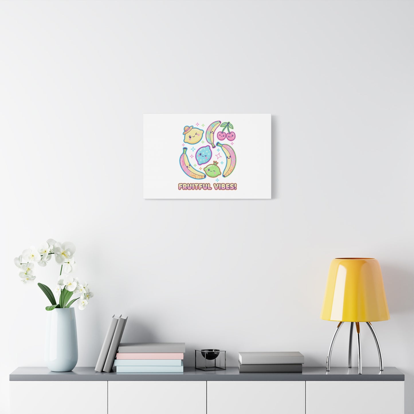 Fruitful Vibes Canvas, Pop Fruit Print | Banana Cherry Citrus Art