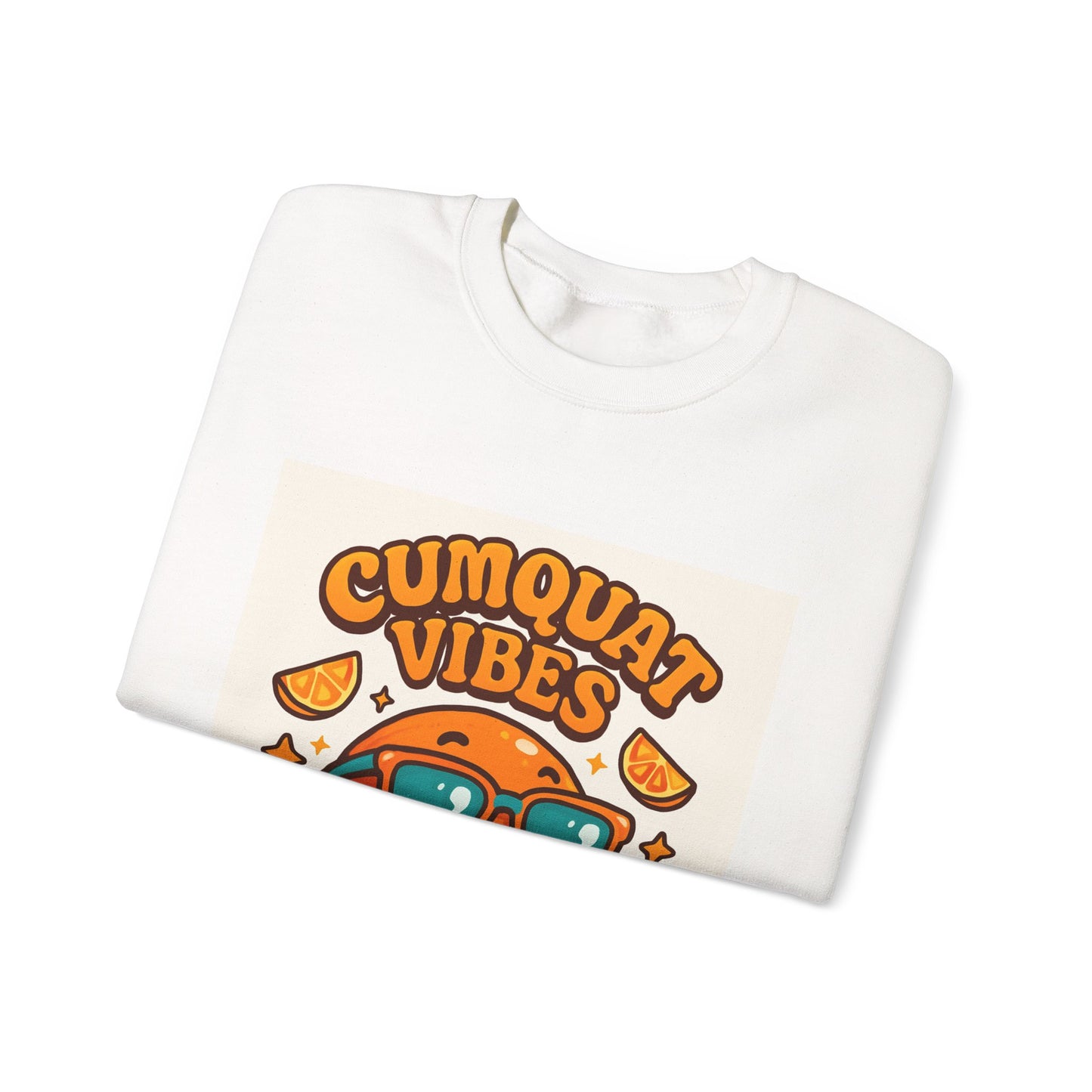 Sweatshirt — "Cumquat Vibes" Cute Sunglasses Orange Graphic Crewneck