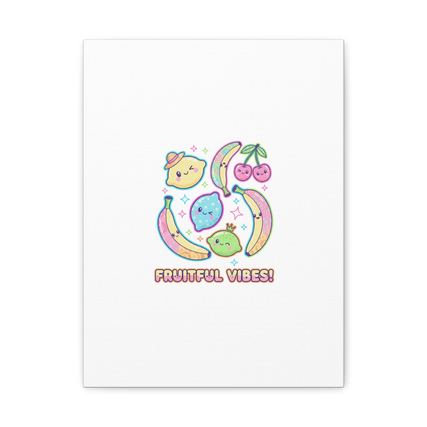 Fruitful Vibes Canvas, Pop Fruit Print | Banana Cherry Citrus Art