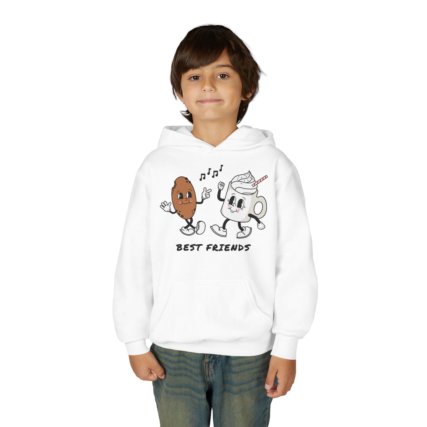 Youth Hoodie — 'Best Friends' Coffee & Donut Cute Cartoon Pullover