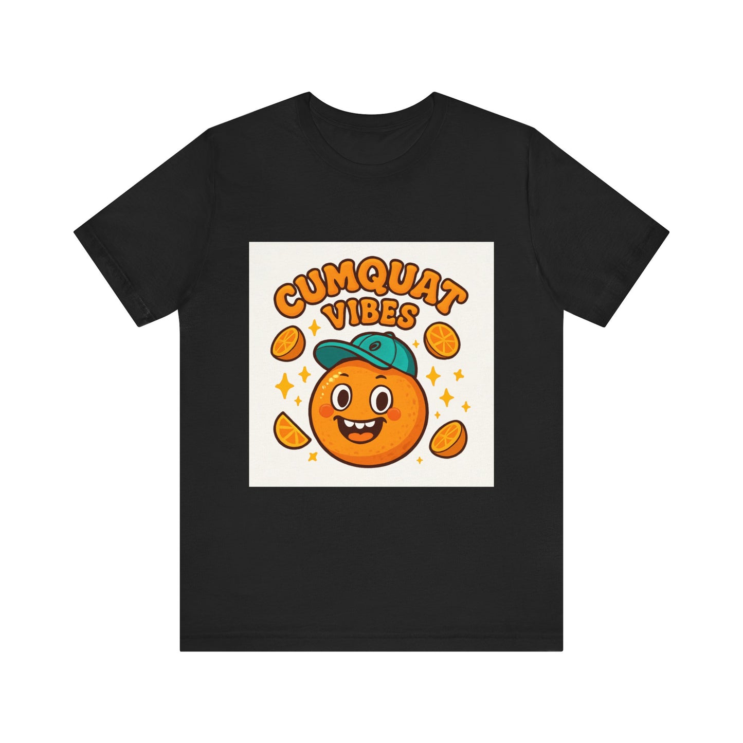 Citrus Cartoon Tee — "Cumquat Vibes" Funny Fruit Graphic T-Shirt