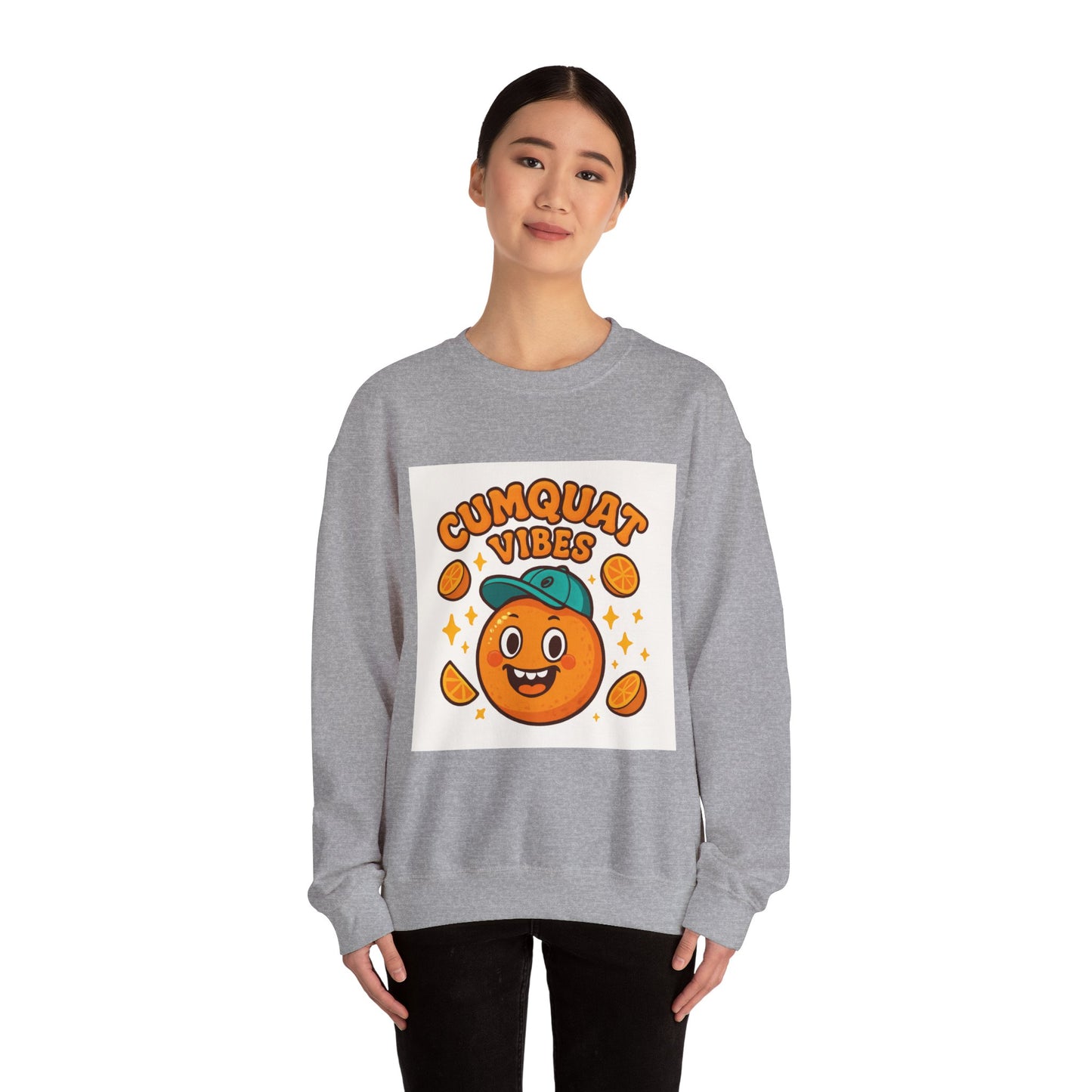 Crewneck Sweatshirt - "Cumquat Vibes" Cute Citrus Graphic