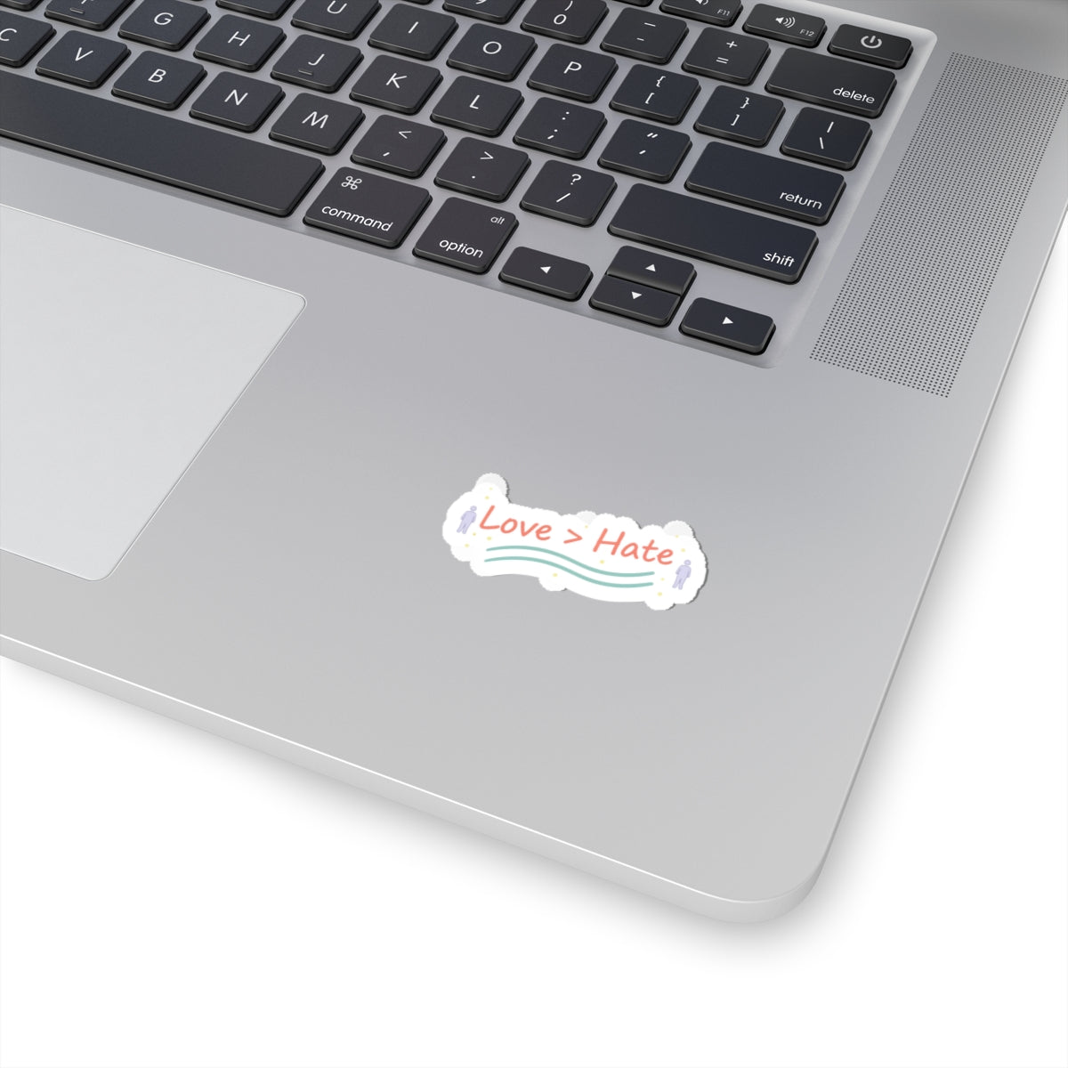 Love > Hate Kiss-Cut Sticker | minimal vibes slogan, casual mood decal