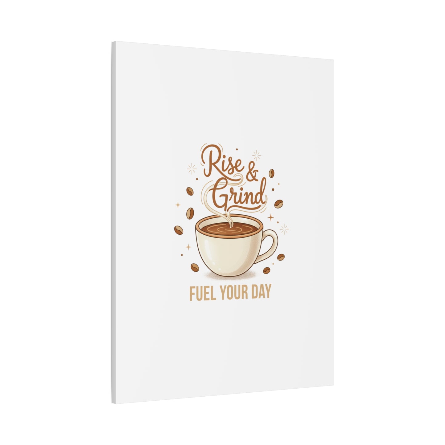 Rise & Grind Fuel Your Day Canvas, Coffee Caffeine Decor | Espresso Joke, Cafe Art