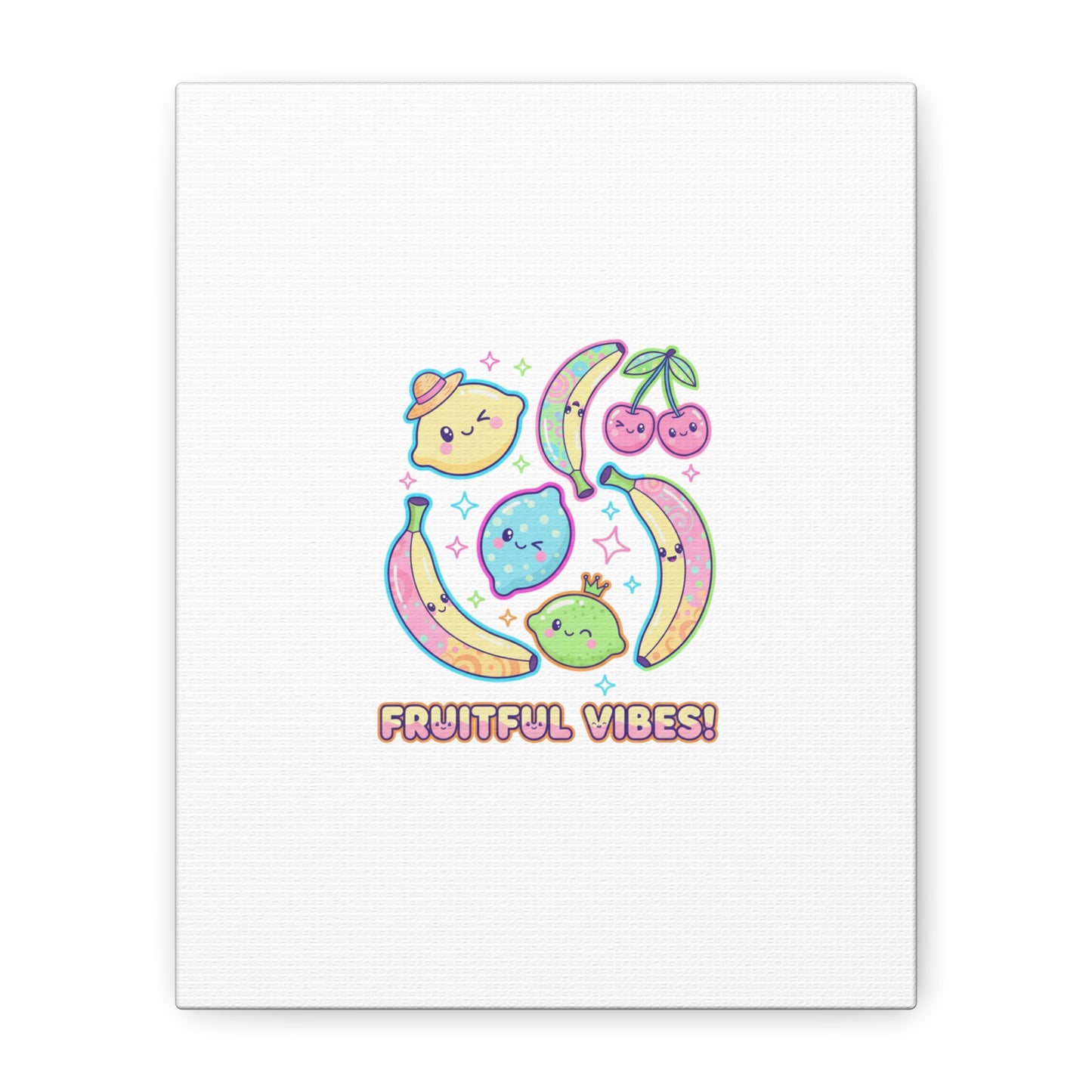Fruitful Vibes Canvas, Pop Fruit Print | Banana Cherry Citrus Art
