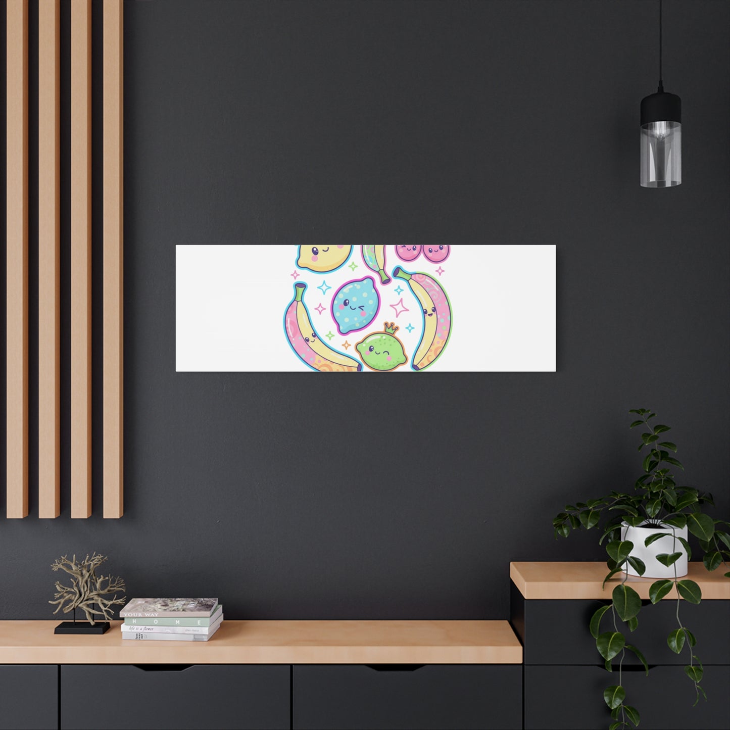Fruitful Vibes Canvas, Pop Fruit Print | Banana Cherry Citrus Art