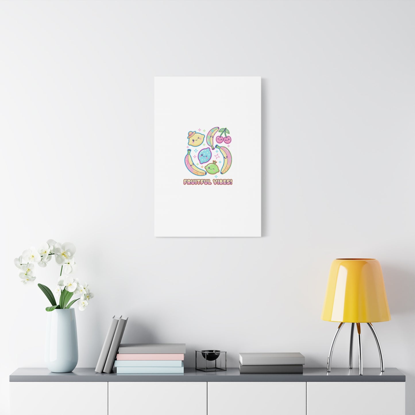 Fruitful Vibes Canvas, Pop Fruit Print | Banana Cherry Citrus Art