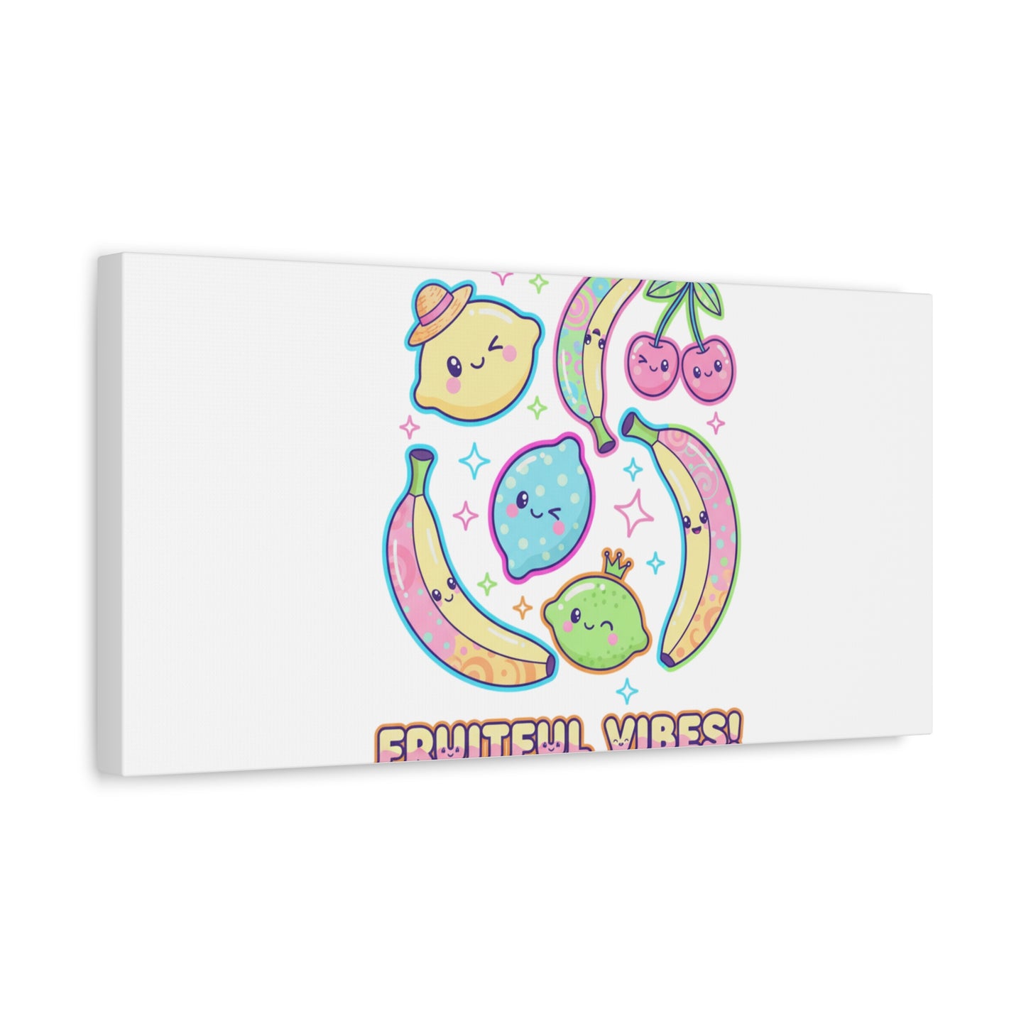 Fruitful Vibes Canvas, Pop Fruit Print | Banana Cherry Citrus Art