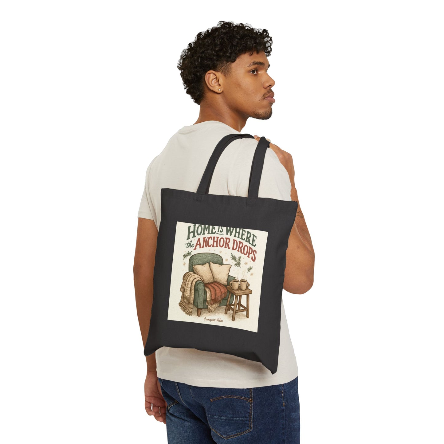 Tote Bag — "Home Is Where the Anchor Drops" Cozy Coastal Canvas Tote
