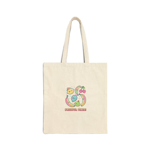 Playful Pop Fruit Pattern Tote Bag | Citrus Banana Cherry Print