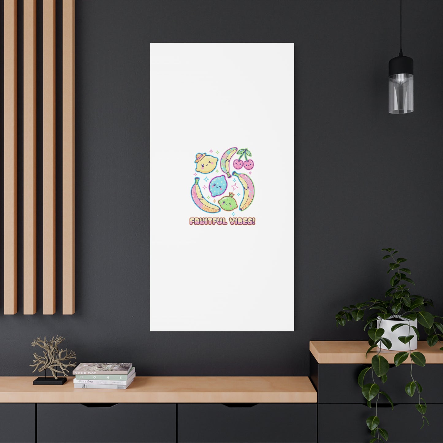 Fruitful Vibes Canvas, Pop Fruit Print | Banana Cherry Citrus Art
