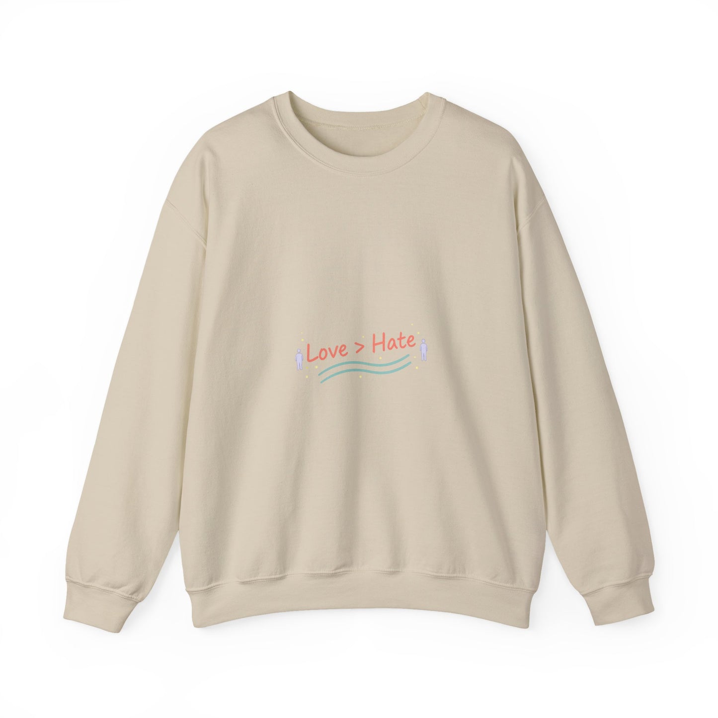 Love > Hate Crewneck Sweatshirt | minimal vibes slogan, casual mood design