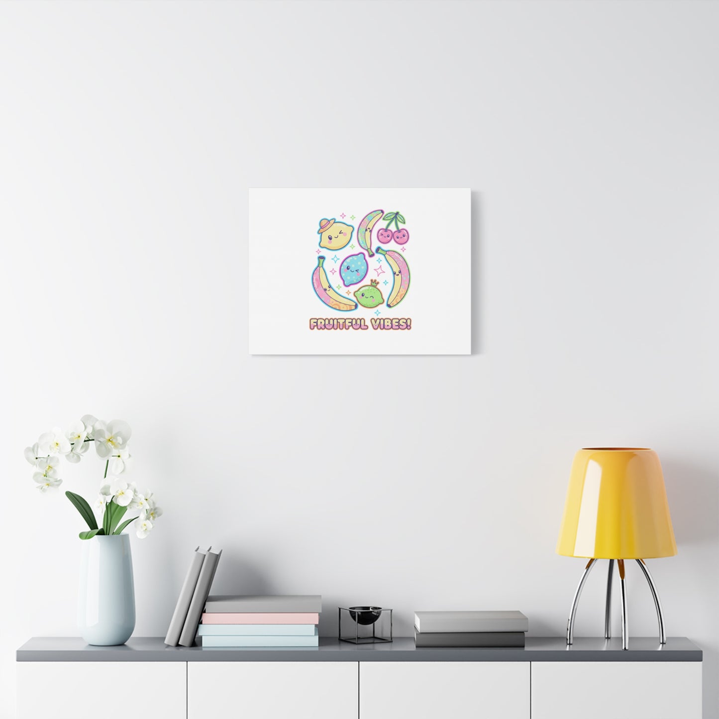Fruitful Vibes Canvas, Pop Fruit Print | Banana Cherry Citrus Art